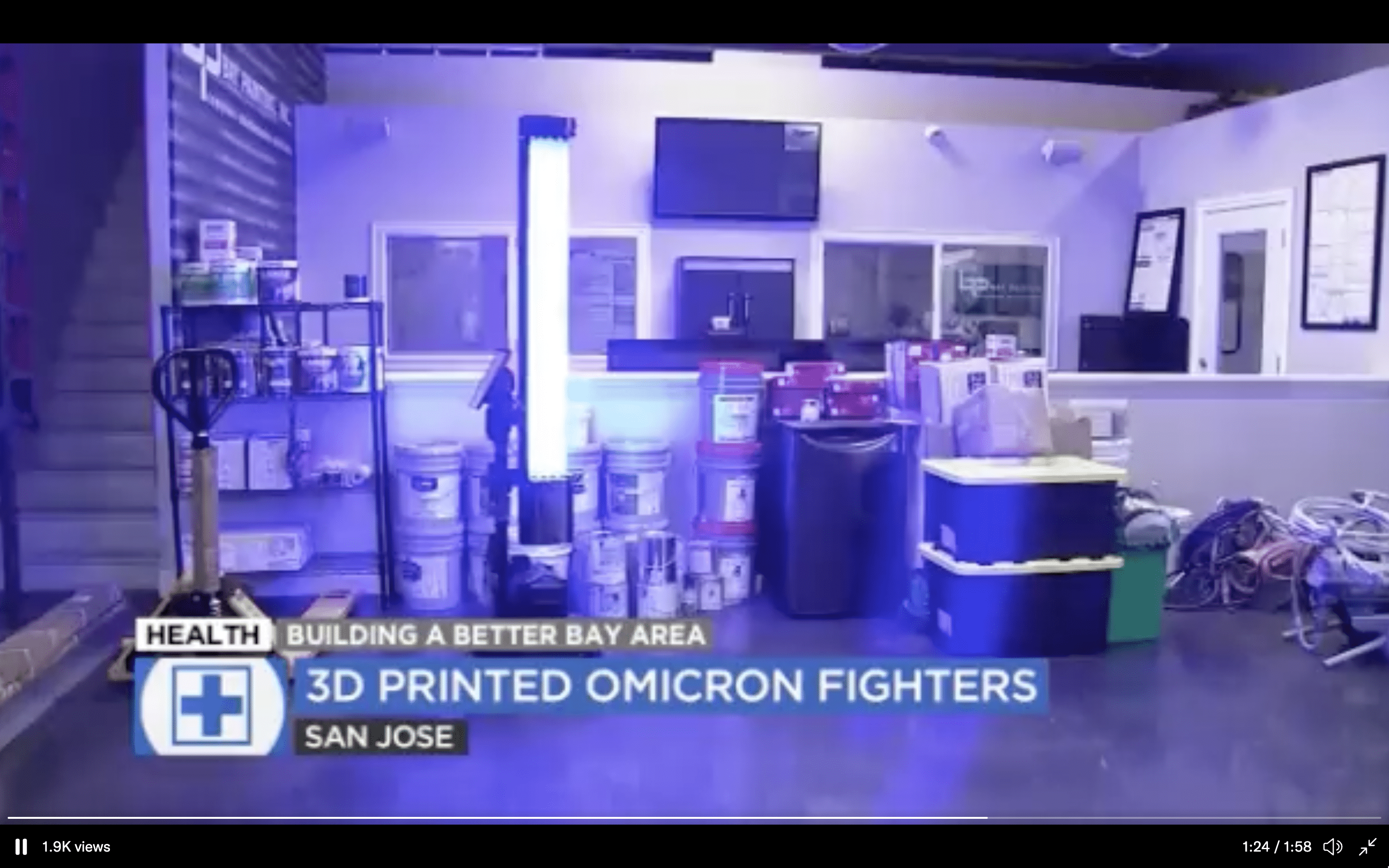 The newest Omnicron fighter is an autonomous robot with ultraviolet light sabers. 