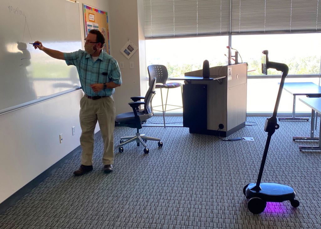 Students at the University of Wyoming at Casper use Ohmni Robot technology to learn counseling skills for the now and the future.