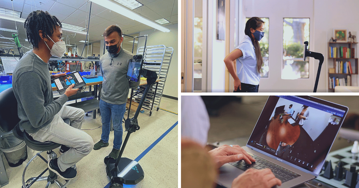 Team members using telepresence for remote work