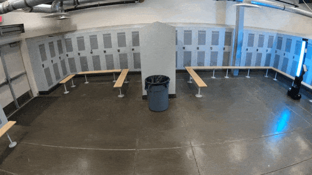 OhmniClean UV-C Disinfection Robot in locker room