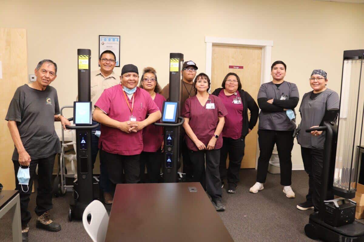Sage Memorial Hospital Staff with OhmniClean UV Disinfection Robot